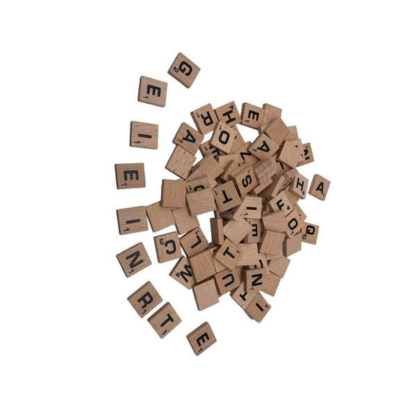 Scrabble Tiles 100 Complete Set Classic Wood Velvet Bag Board Game Replacement - Picture 3 of 3